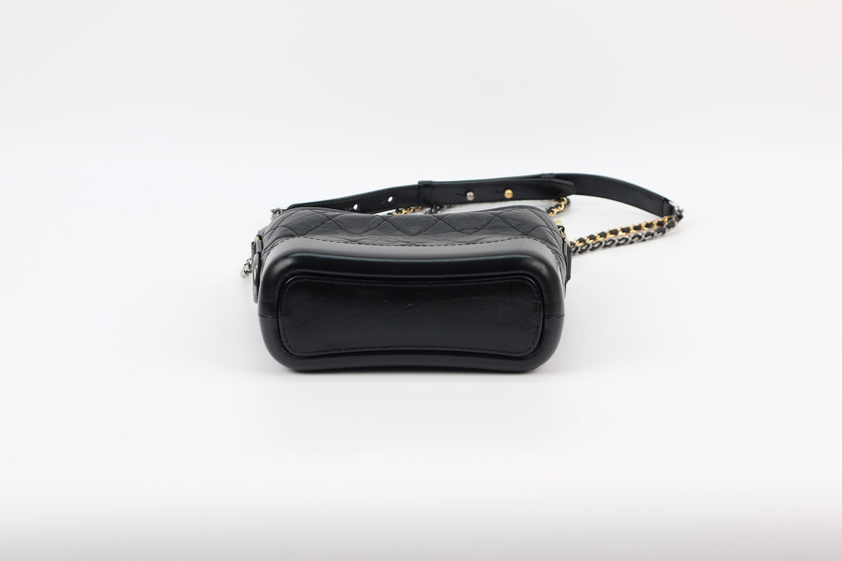 Chanel Black Calfskin Leather Gabrielle Hobo Small Crossbody Bag A91810