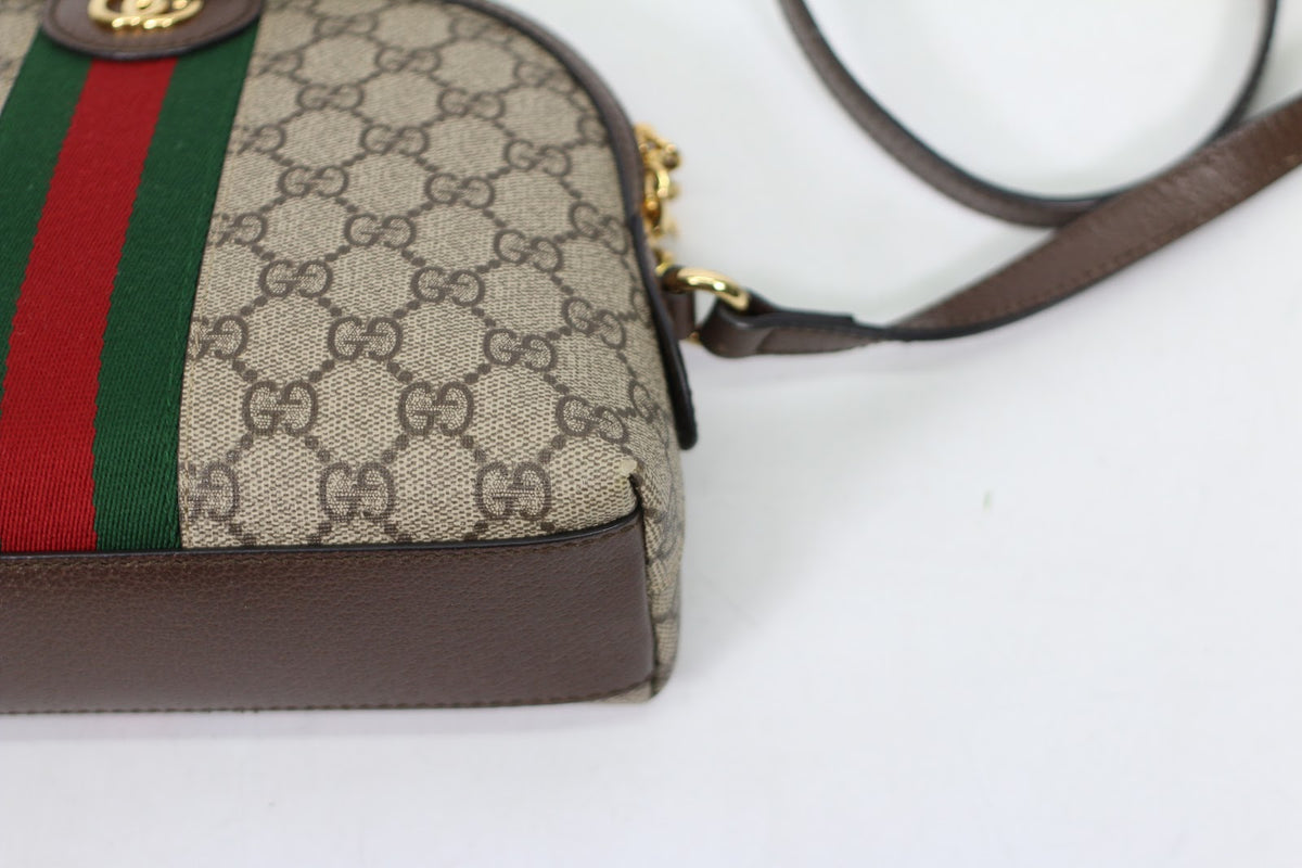 Gucci Brown PVC GG Supreme Web Ophidia Small Crossbody Bag 735395 (V7230908)