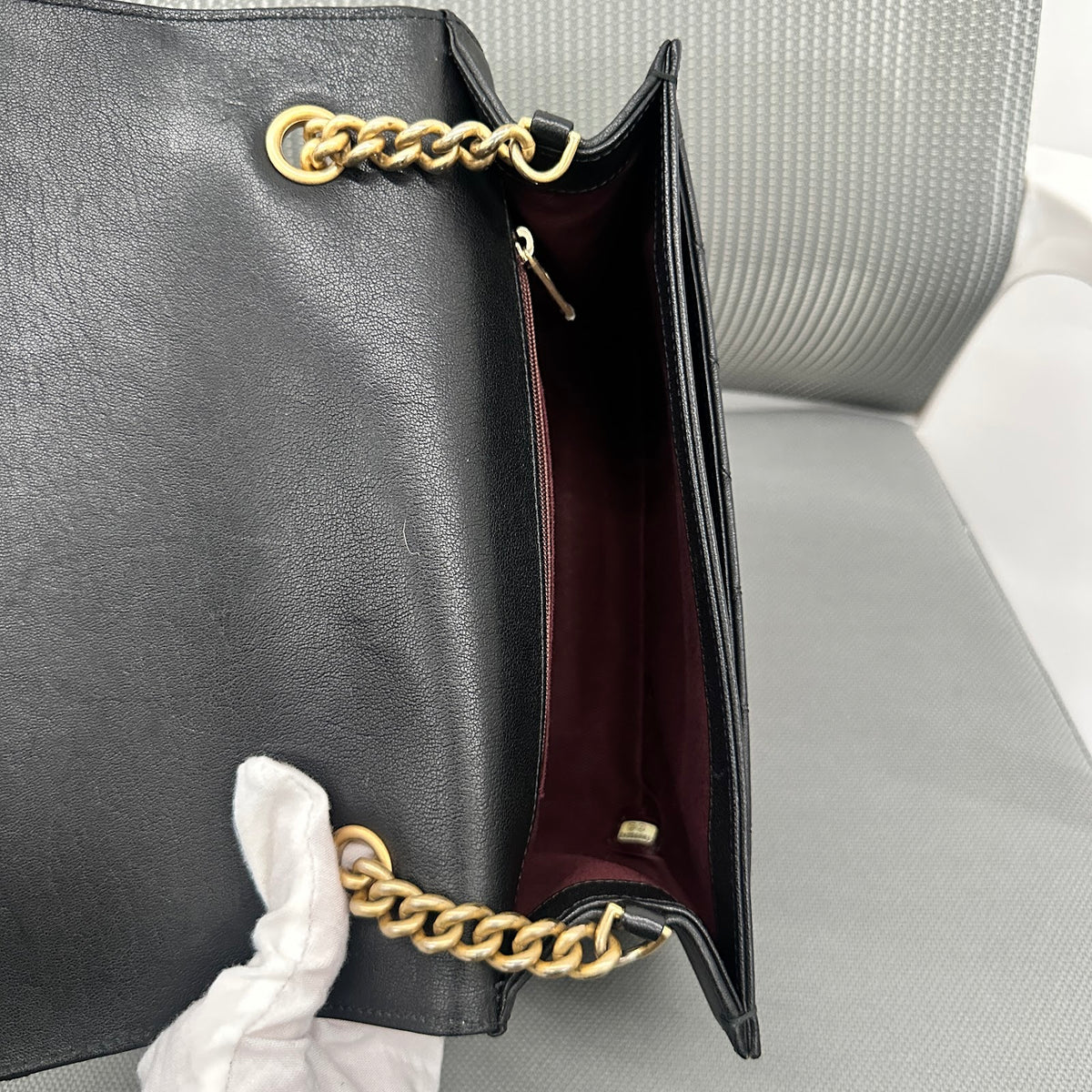 Chanel Vintage Lambskin Messenger Bag Black with Gold Hardware (LY1394)