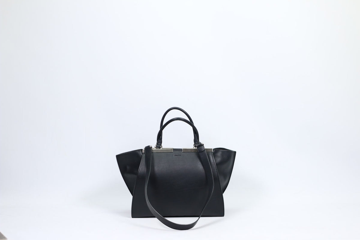Fendi Black Leather Trois-Jours ONE Shoulder Bag 8BH279 (V9612911)