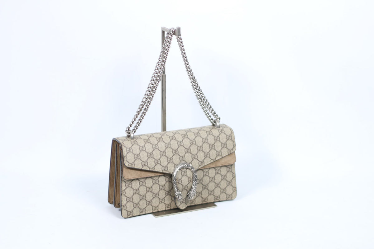 Gucci Brown PVC GG Dionysus Silver Chain Small Shoulder Bag 400249