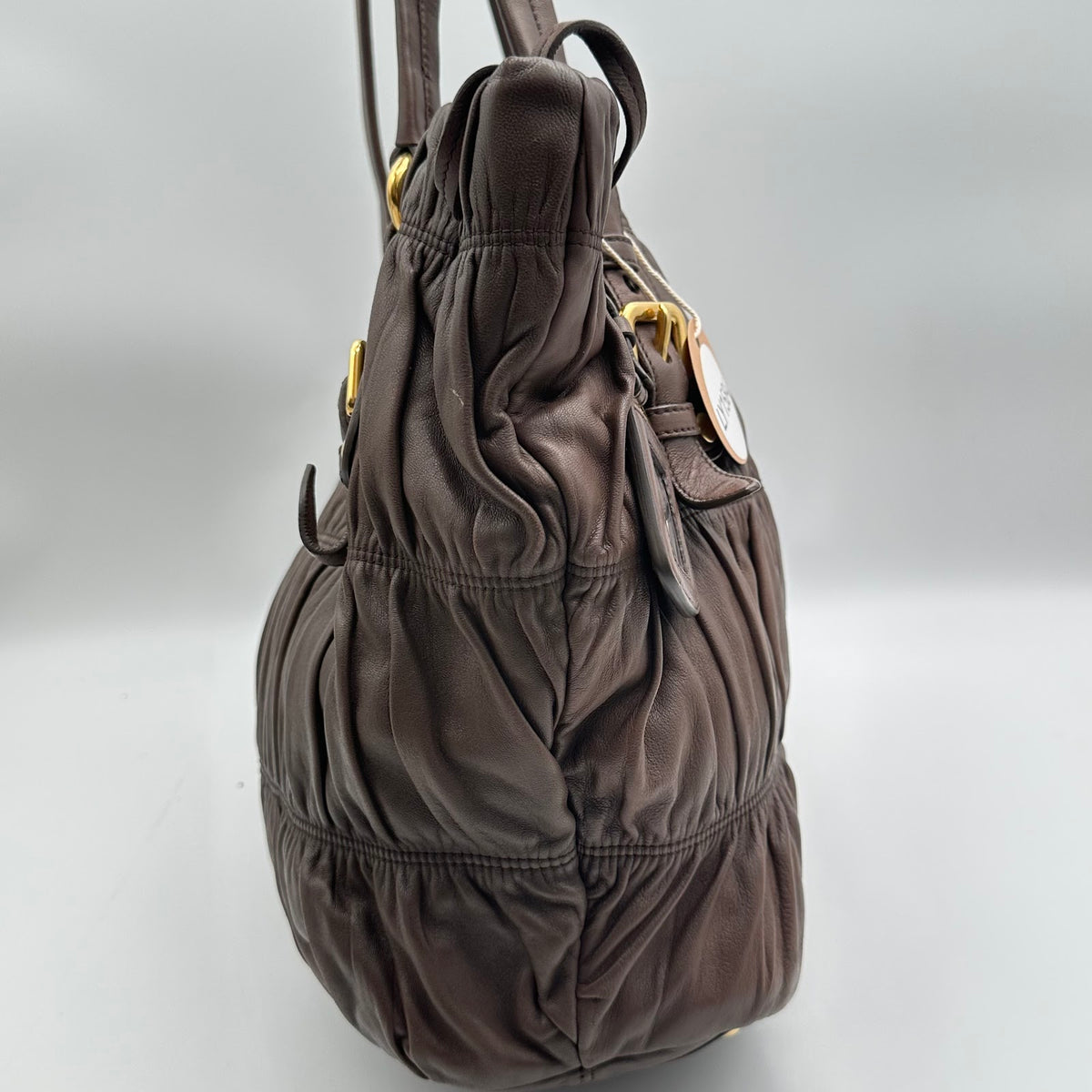 Prada Gathered Tote, Brown