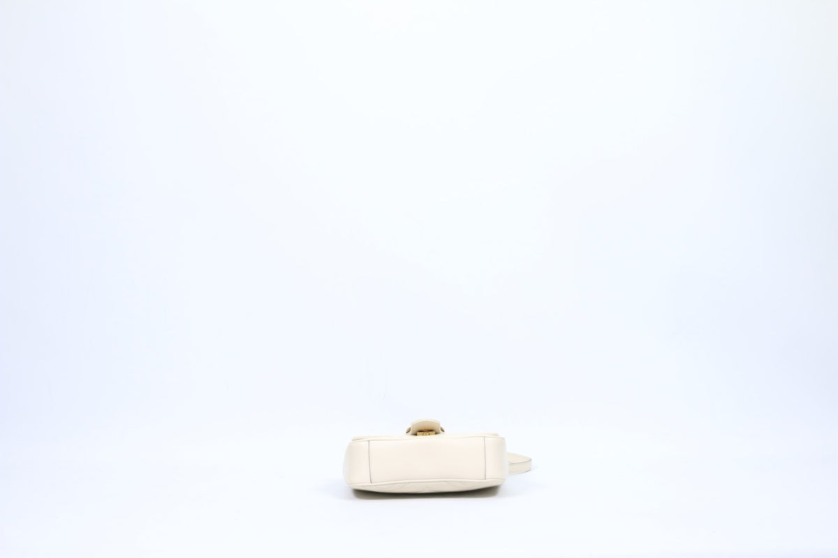 Gucci Ivory Leather GG Marmont Matelasse Mini Shoulder Bag 446744