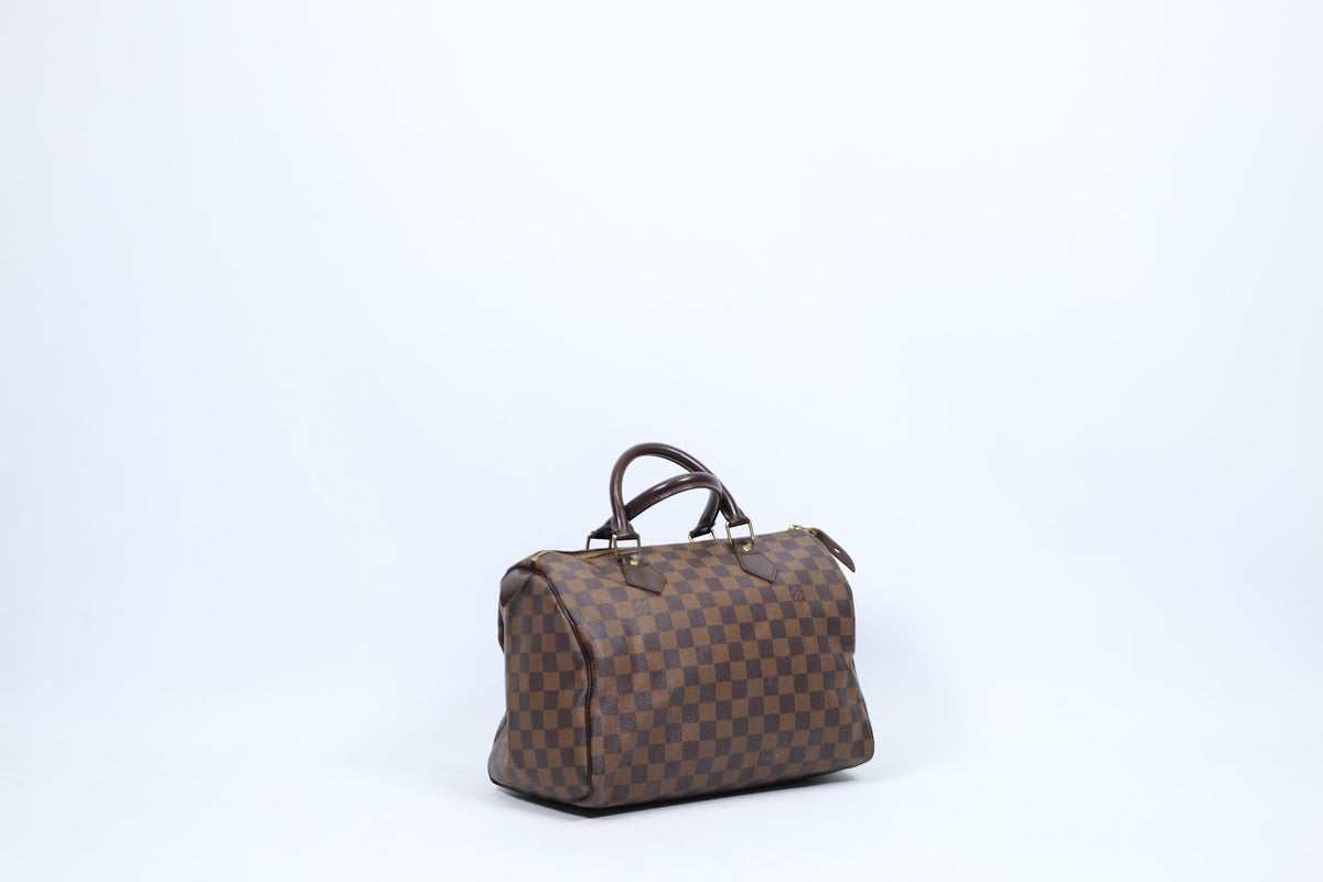 Louis Vuitton Brown PVC Damier Ebene Canvas Speedy 30 Tote Bag N41364 (V123916)