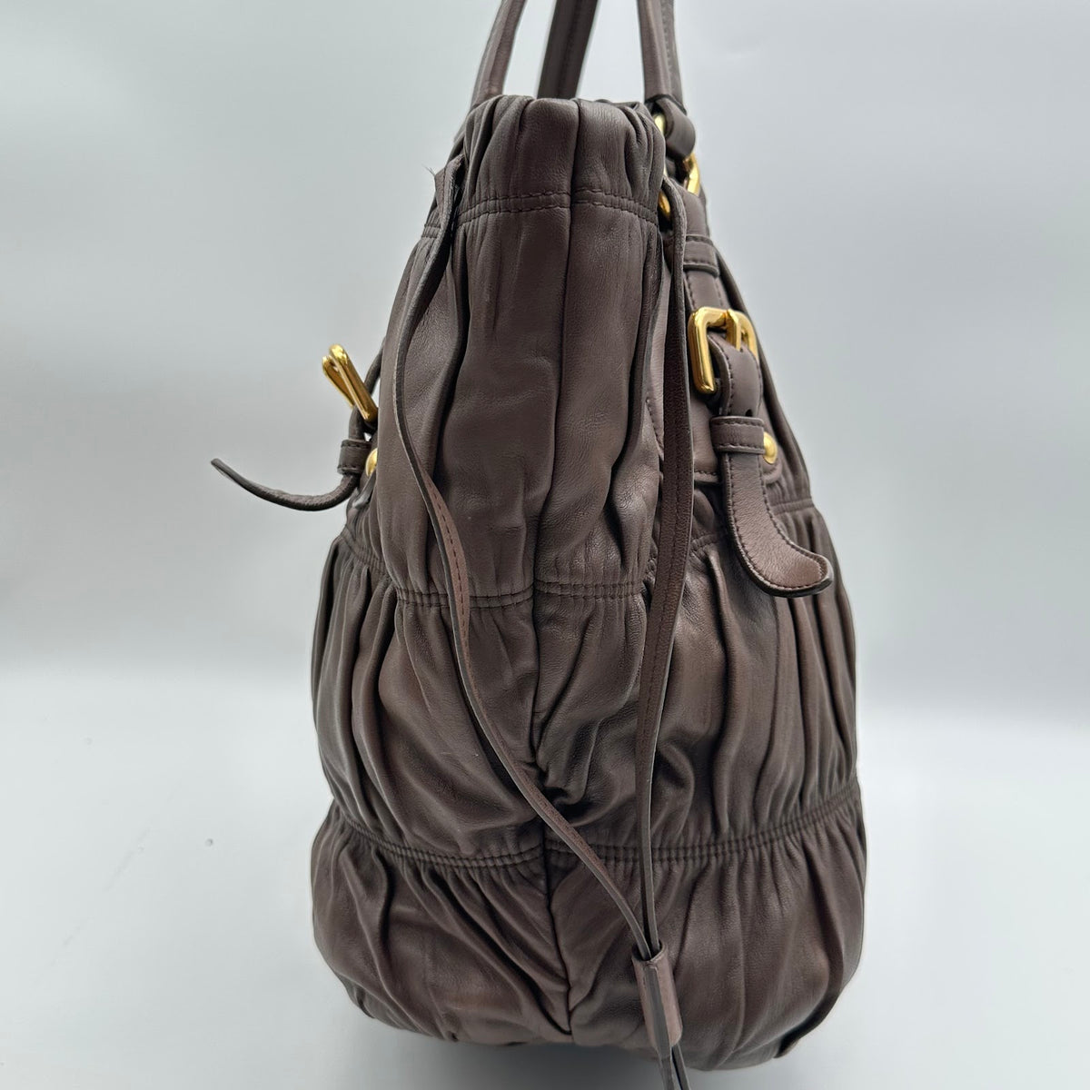 Prada Gathered Tote, Brown