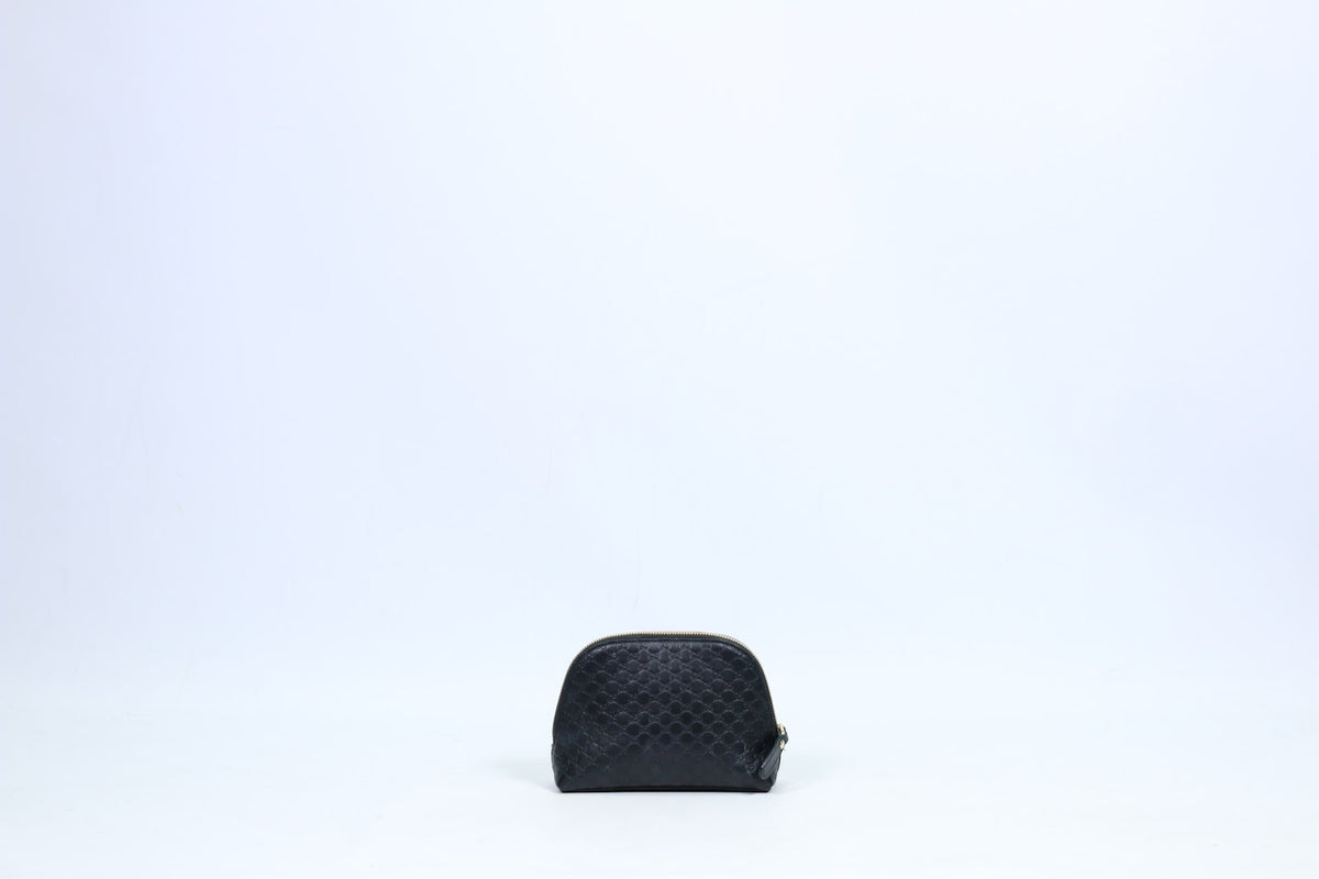 Gucci Black Leather GG Soho Cosmetic Mini Pouch 449893 (V725911)