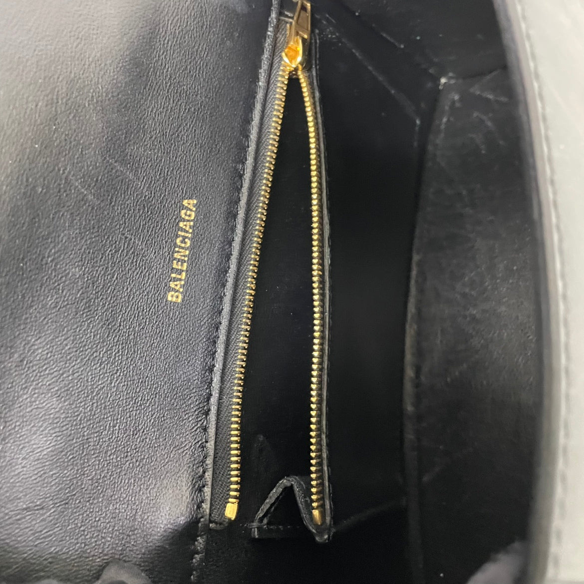 Balenciaga Black Leather Hourglass Top Handle Small Shoulder Bag 593546