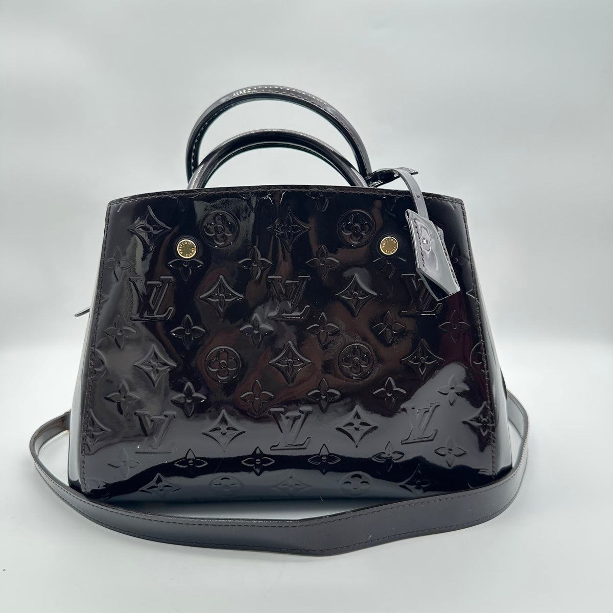 Louis Vuitton Montaigne BB Patent Leather Bag, Cherry Red