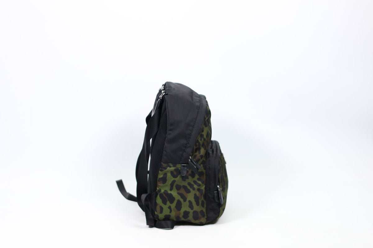 Prada Green Military Tessuto Leopard ONE Backpack 1BZ001