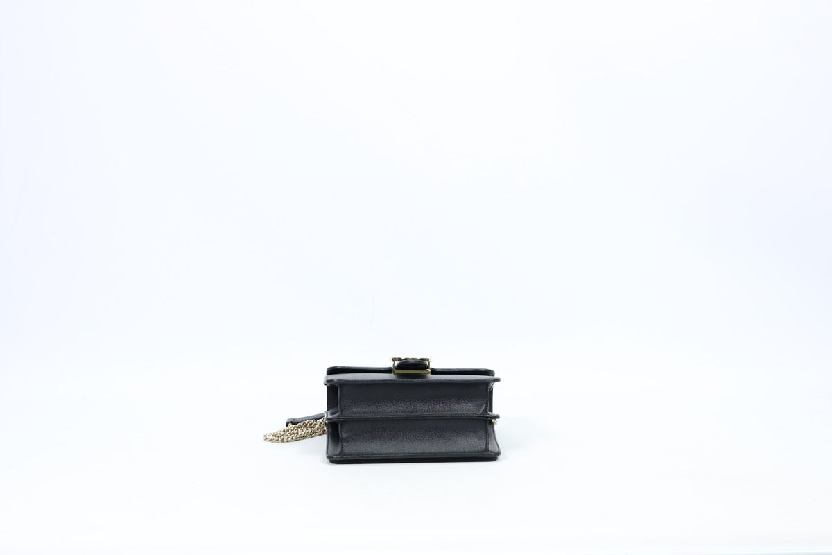 Gucci Black Leather GG Interlocking Chain ONE Shoulder Bag