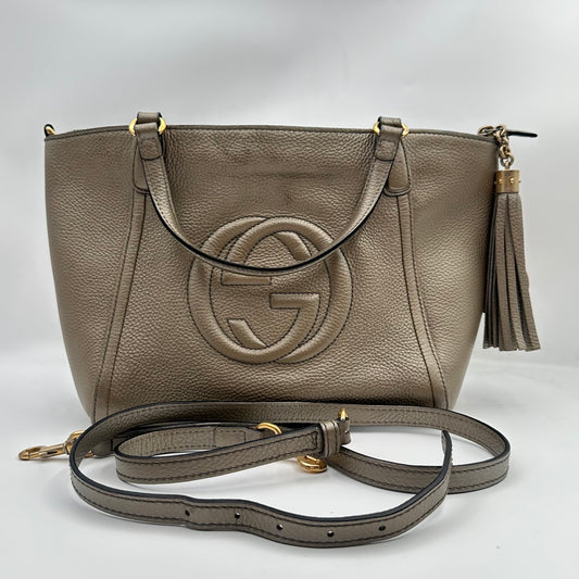 Gucci Embossed Calfskin Top Handle Bag Gold (LY1265)