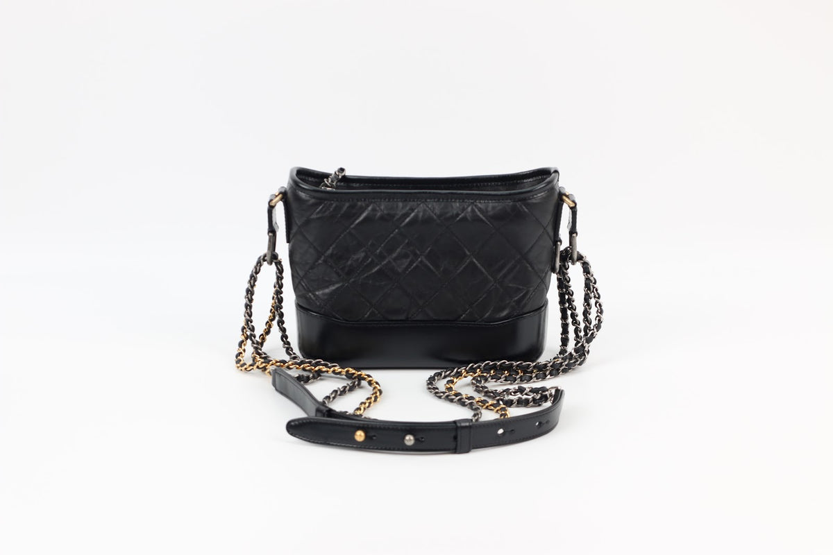 Chanel Black Calfskin Leather Gabrielle Hobo Small Crossbody Bag A91810