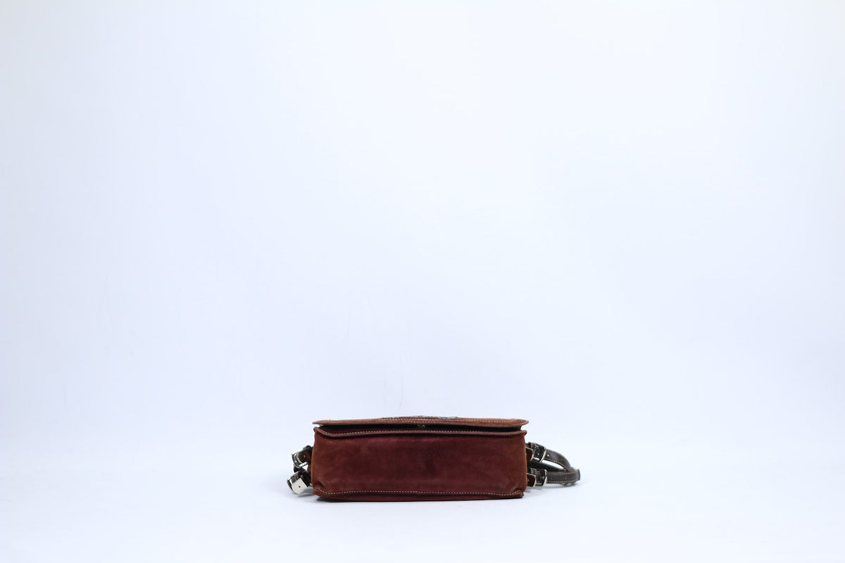 Loewe Brown Leather Suede Studded Logo ONE Shoulder Bag 050505 (V615905)