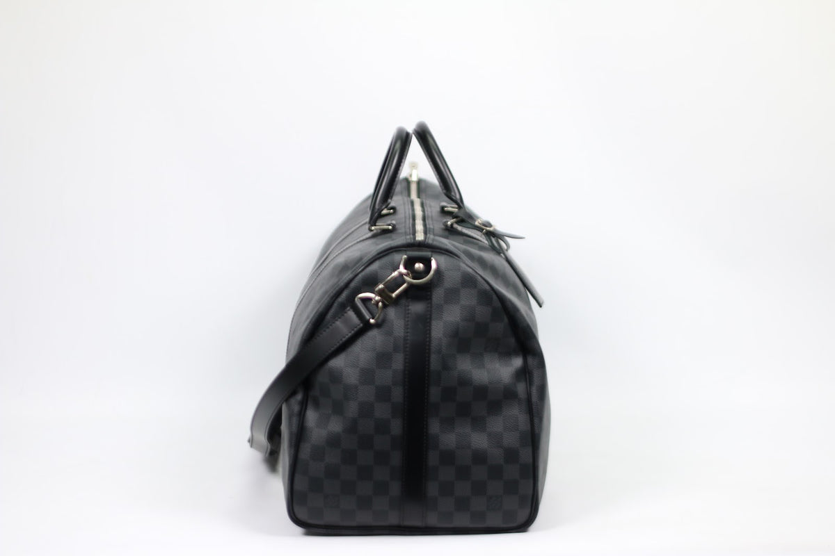 Louis Vuitton Black PVC Damier Graphite Keepall Bandouliere Travel 55 Shoulder Bag N41413