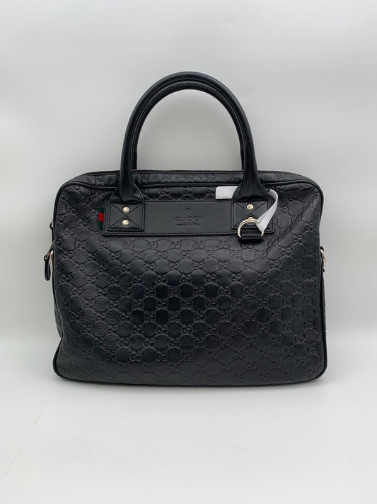 Gucci Guccissima Leather Top Handle Bag, Black (JS11060)