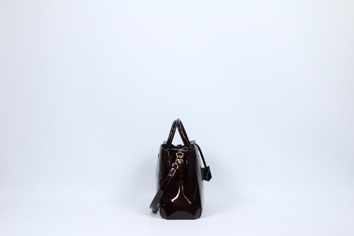 Louis Vuitton Brown Leather Vernis Patent Montaigne MM Shoulder Bag M50400