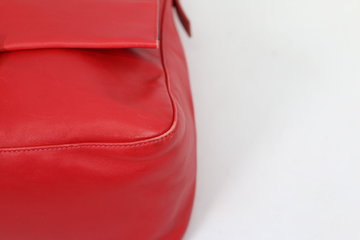 Fendi Red Leather FF Detail Metacrire Mamma Chain ONE Shoulder Bag 8BR638 (V9610904)