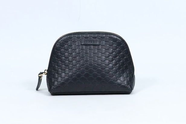 Gucci Black Leather GG Soho Cosmetic Mini Pouch 449893 (V725911)