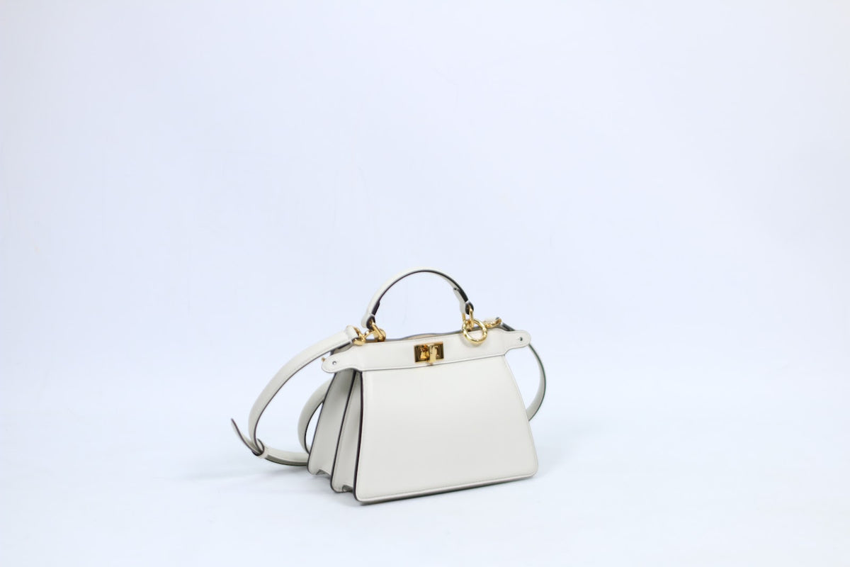 Fendi White Leather Peekaboo ICU Mini Shoulder Bag 8BN335 (V9690902P)