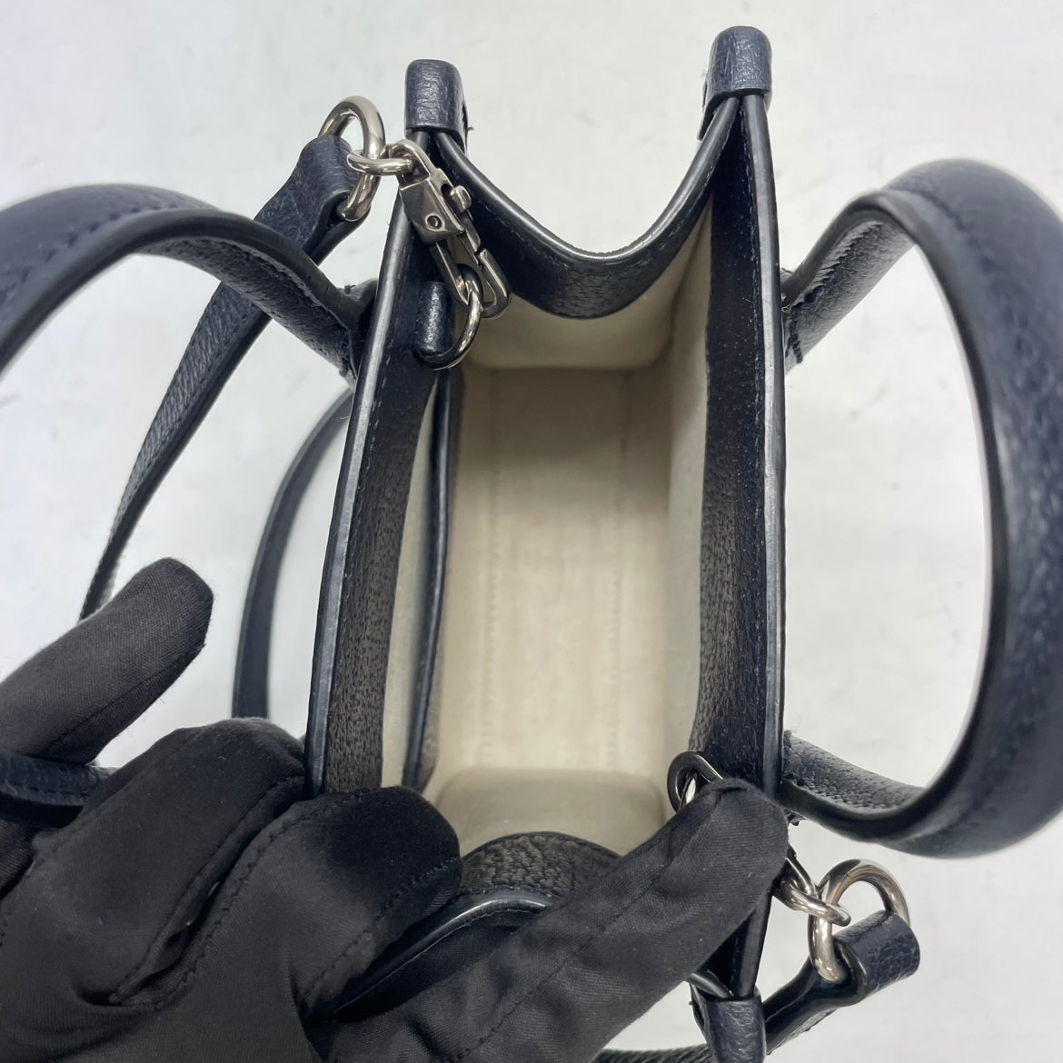 Gucci Navy PVC Canvas Interlocking G Mini Shoulder Bag 671623