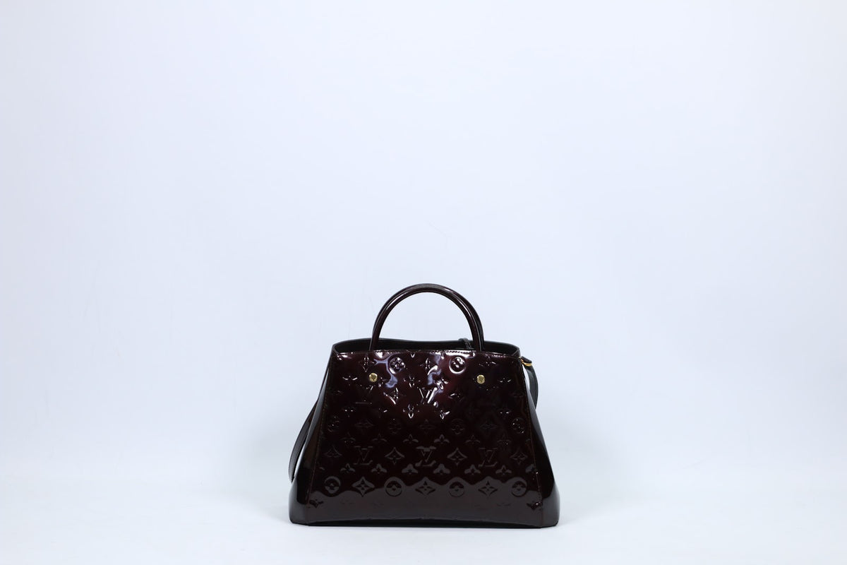 Louis Vuitton Brown Leather Vernis Patent Montaigne MM Shoulder Bag M50400
