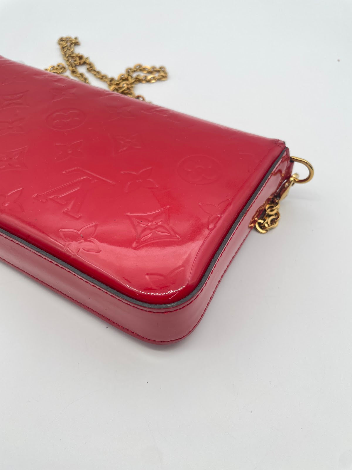 Louis Vuitton Felicie Patent Leather Chain Bag, Red