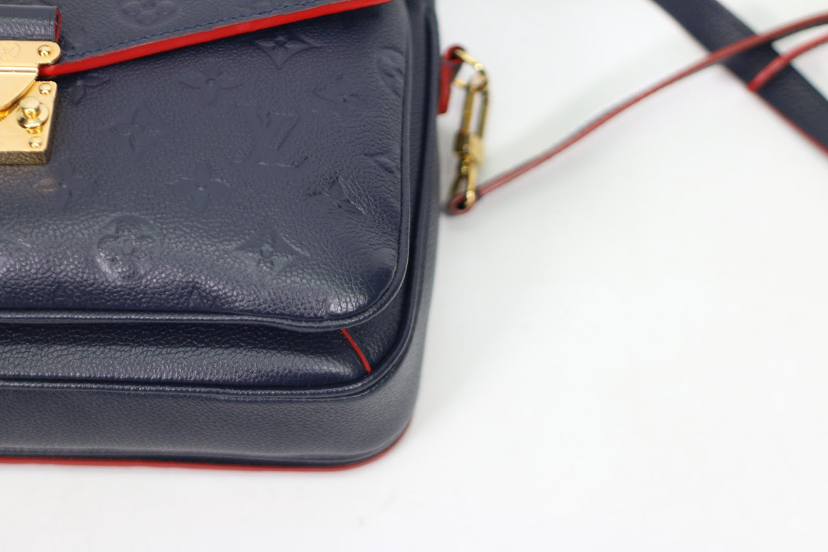 Louis Vuitton Navy Marine Rouge Leather Monogram Empreinte Pochette Metis ONE Shoulder Bag M44071