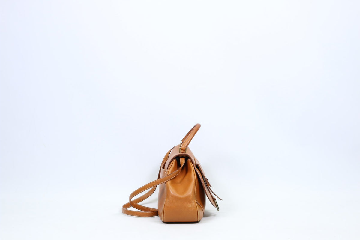 Dior Brown Leather Calfskin Saddle Top Handle Satchel ONE Shoulder Bag BO E 0023 (V5210909)