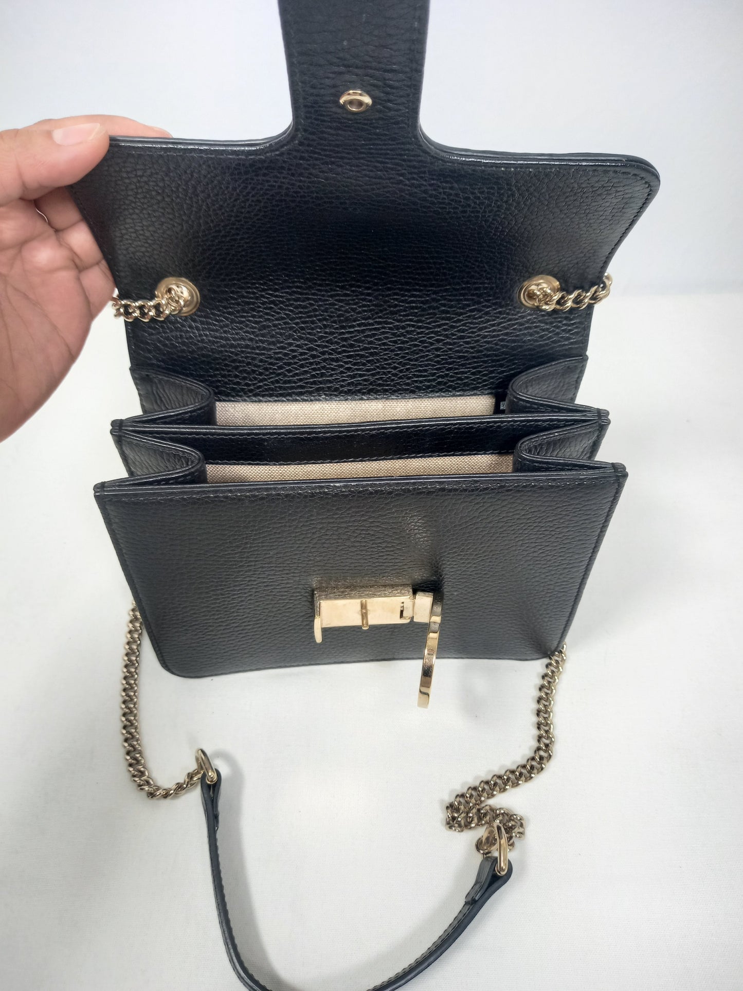 M0804P7 Gucci Interlocking G Chain Shoulder Bag - Black (JP)