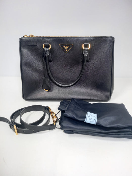 M0804P8 Prada Black Saffiano Galleria Double Zip Tote (JP)