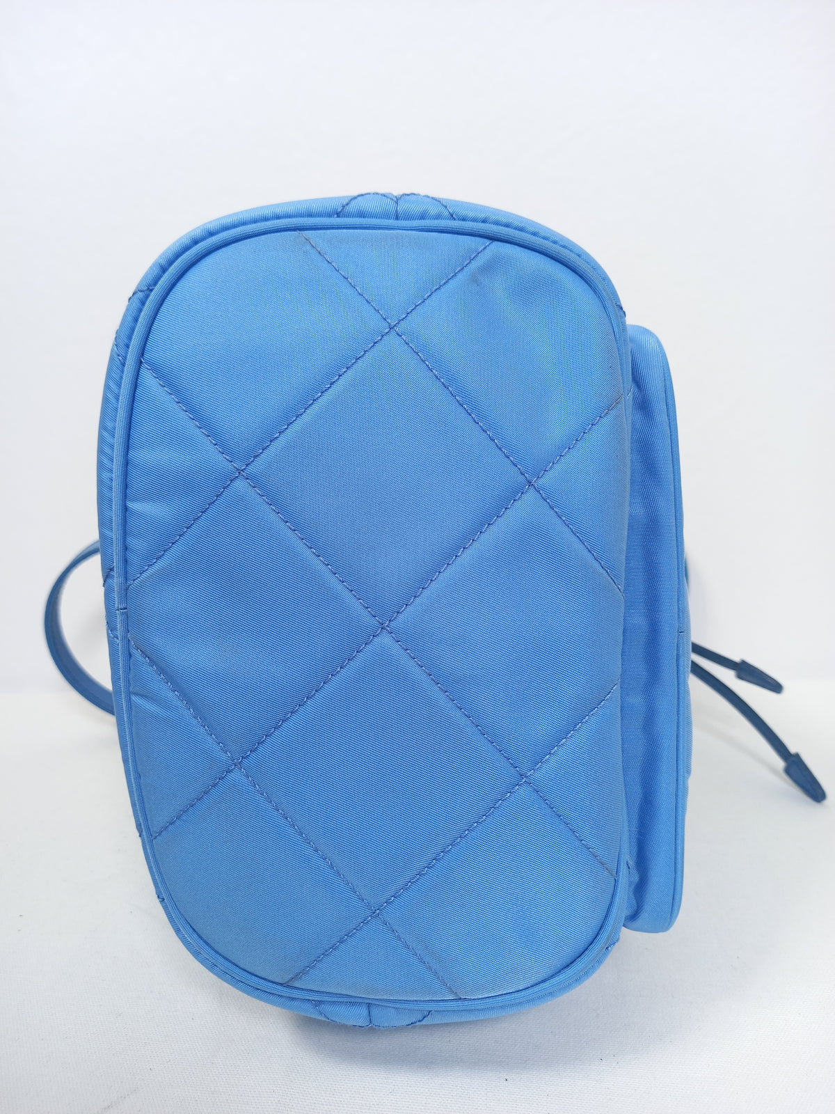 M0804P11 Prada Tessuto Nylon Pervinca Blue Duet Drawstring Quilted Bucket Bag (JP)