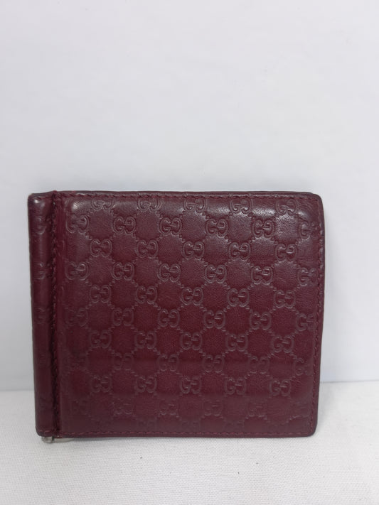 M0804P44 Gucci Burgundy Guccissima Leather Money Clip Wallet (JP)