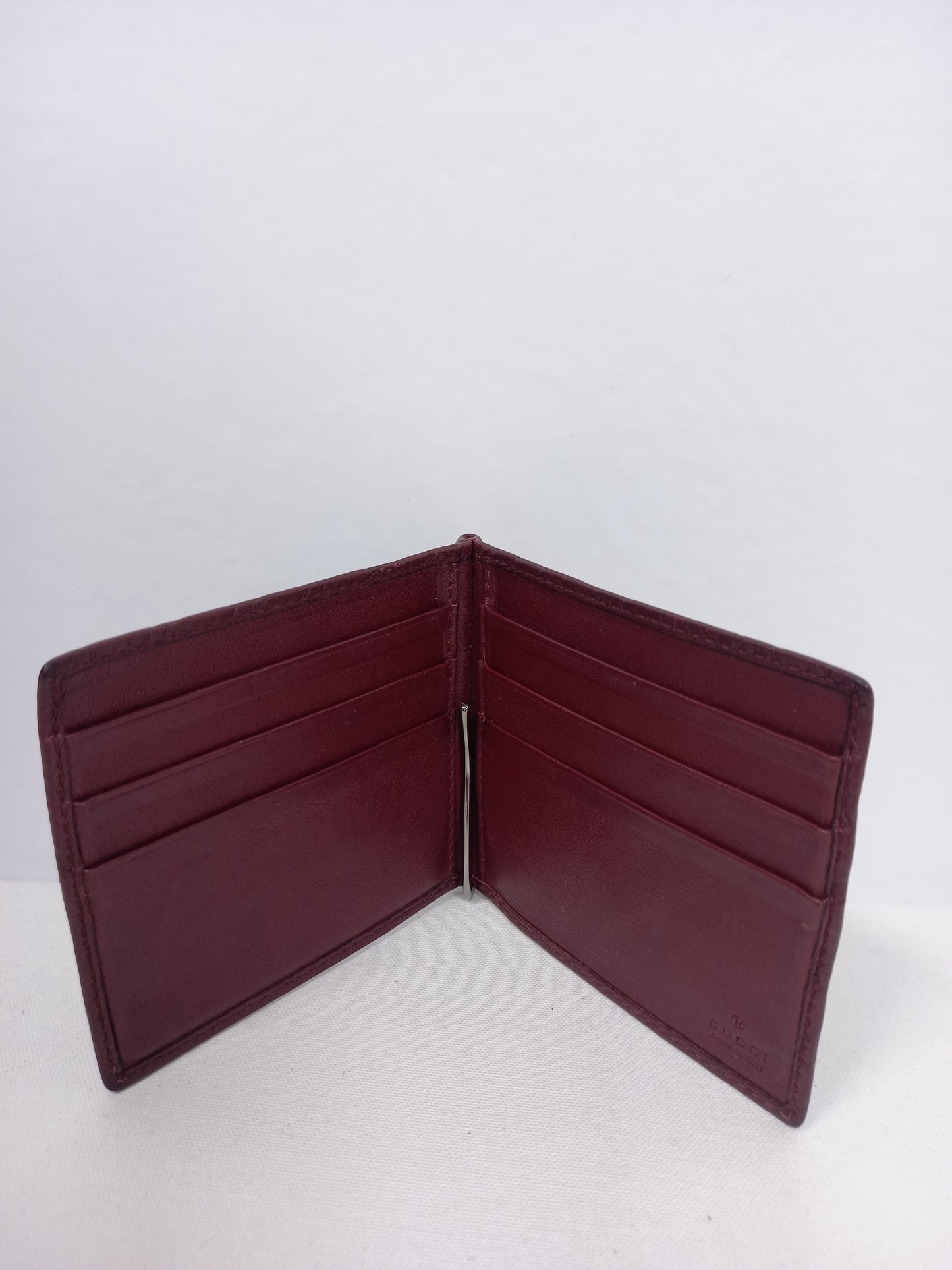 M0804P44 Gucci Burgundy Guccissima Leather Money Clip Wallet (JP)
