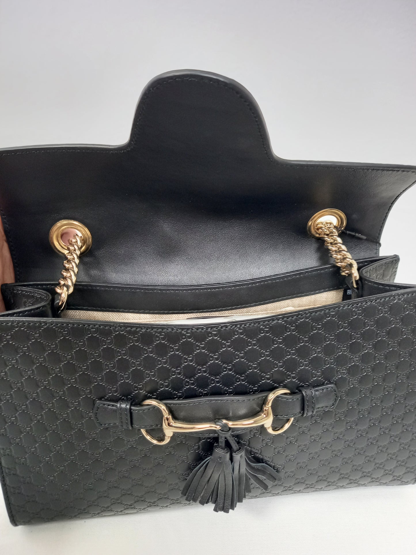 M0804P58 Gucci Black Microguccissima Leather Emily Chain Shoulder Bag (JP)