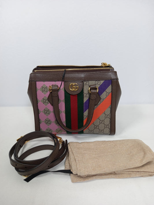 M0804P60 Gucci GG Supreme Monogram Equestrian Web Small Ophidia Tote (JP)