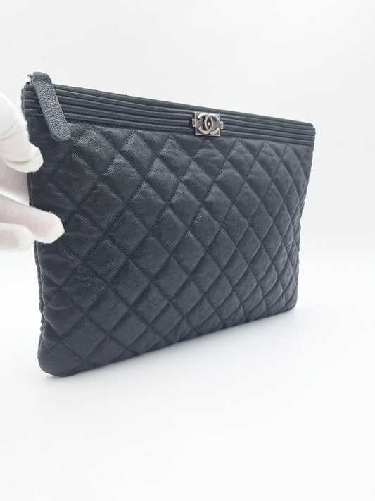 CHANEL CAVIAR BOY CLUTCH NEW MEDIUM (US)