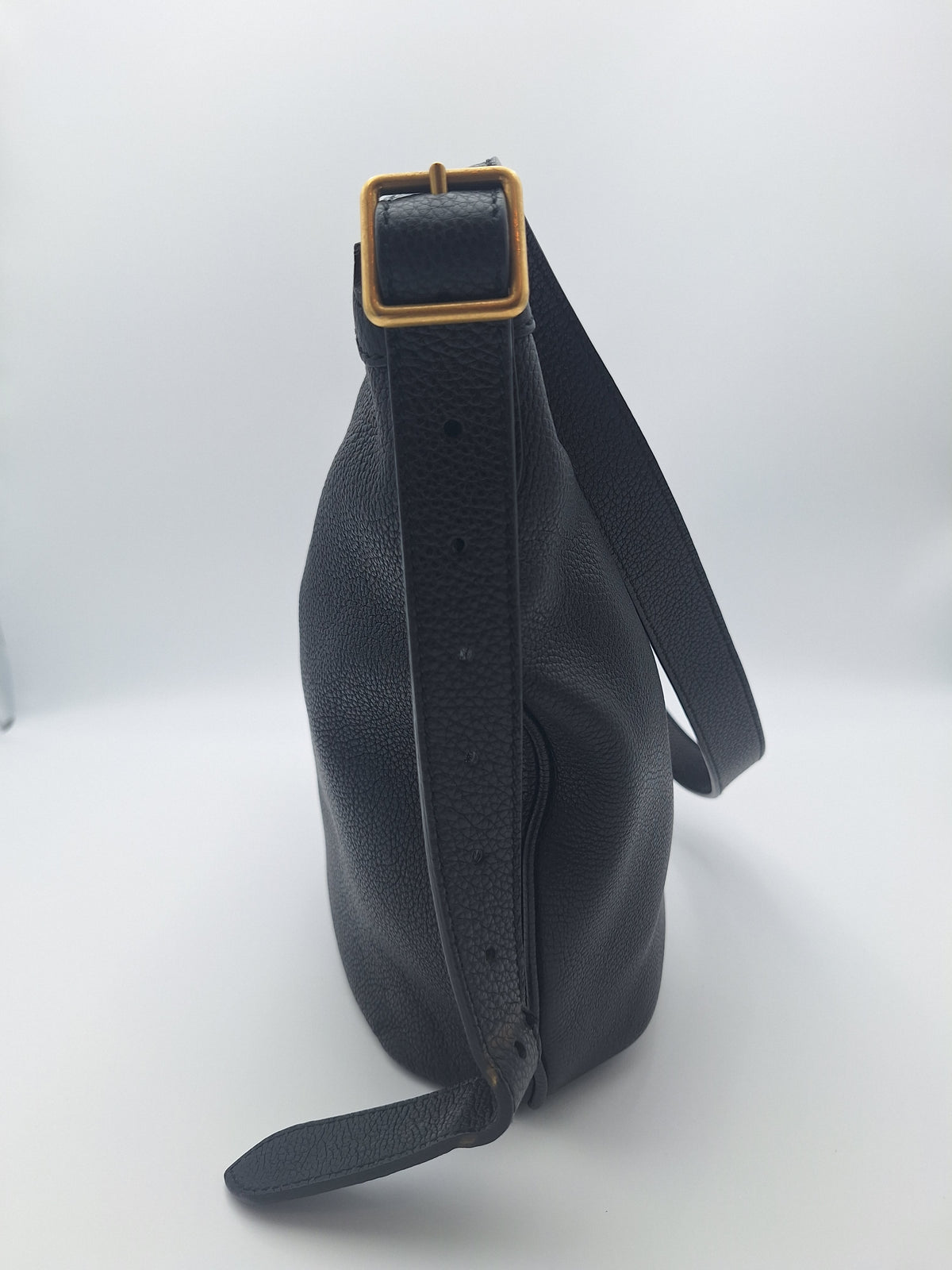 Gucci Black Leather GUCCI Print Hobo Shoulder/Crossbody Bag (US)