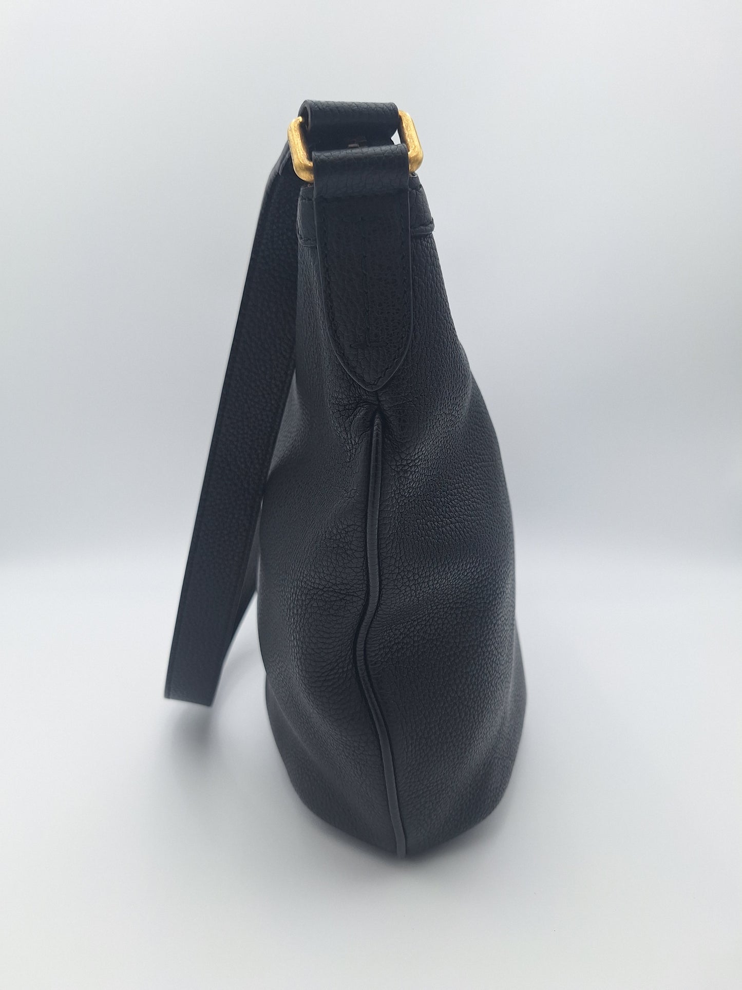 Gucci Black Leather GUCCI Print Hobo Shoulder/Crossbody Bag (US)