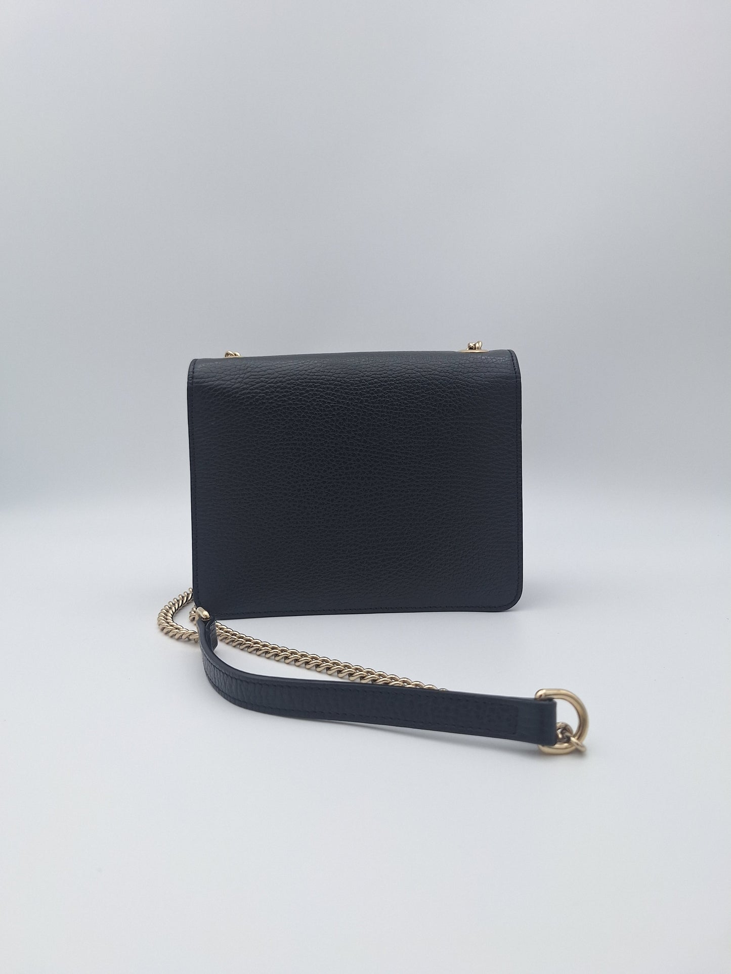 Gucci Black Leather GG Interlocking Chain One Shoulder Bag (US)