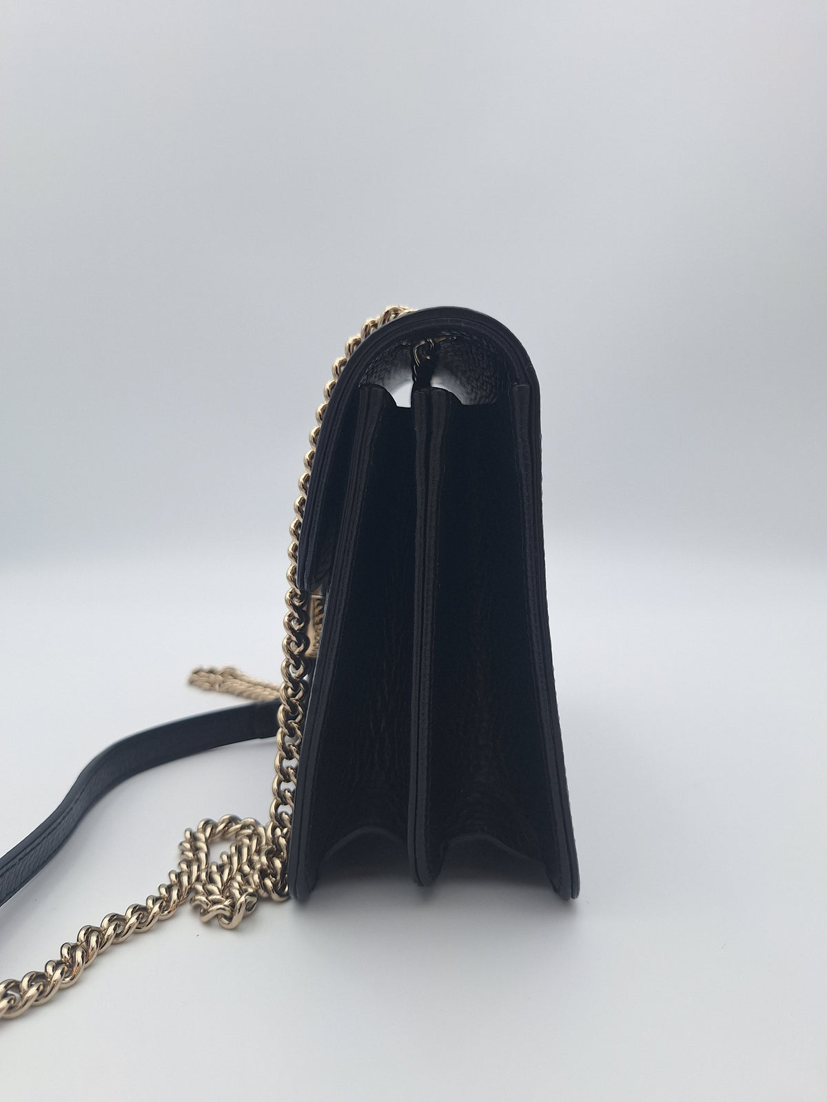 Gucci Black Leather GG Interlocking Chain One Shoulder Bag (US)