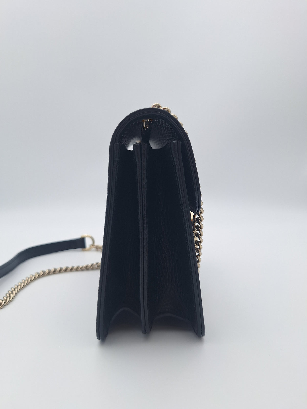 Gucci Black Leather GG Interlocking Chain One Shoulder Bag (US)