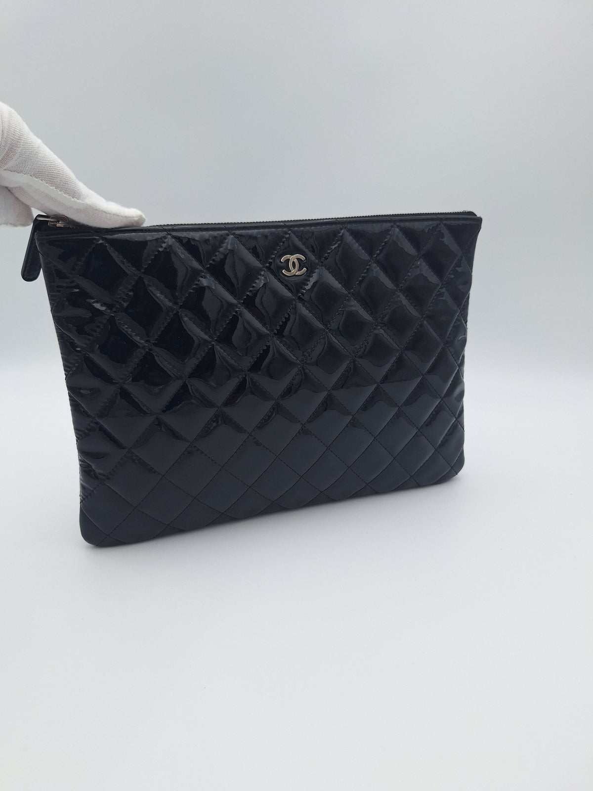 Chanel Black Quilted Patent Medium Cosmetic O-Case (US)