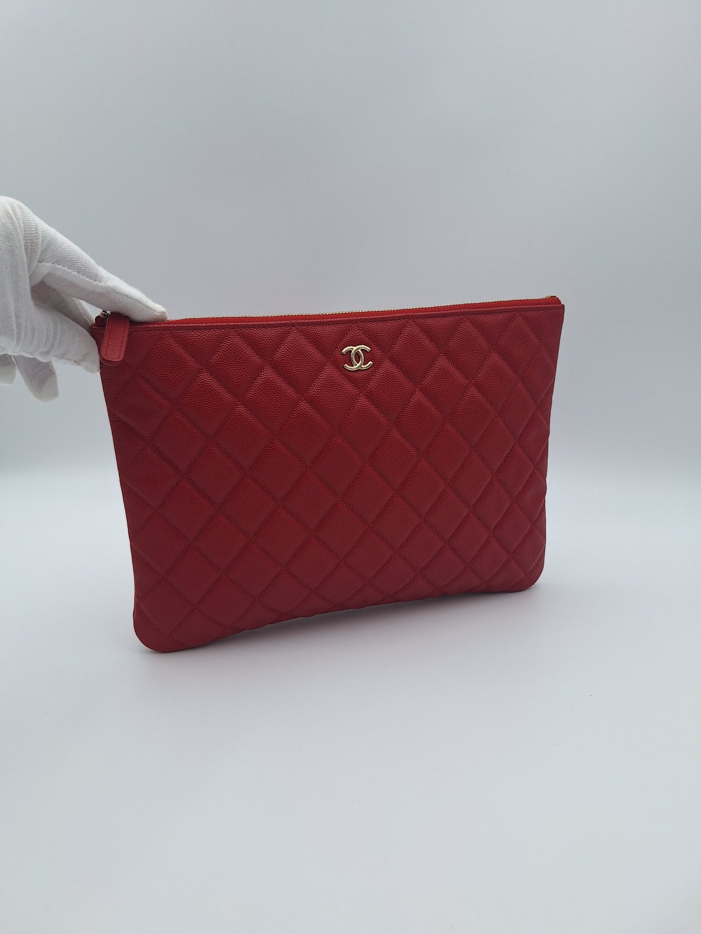Chanel Clutch New Medium Red Caviar Leather Clutch Bag (US)