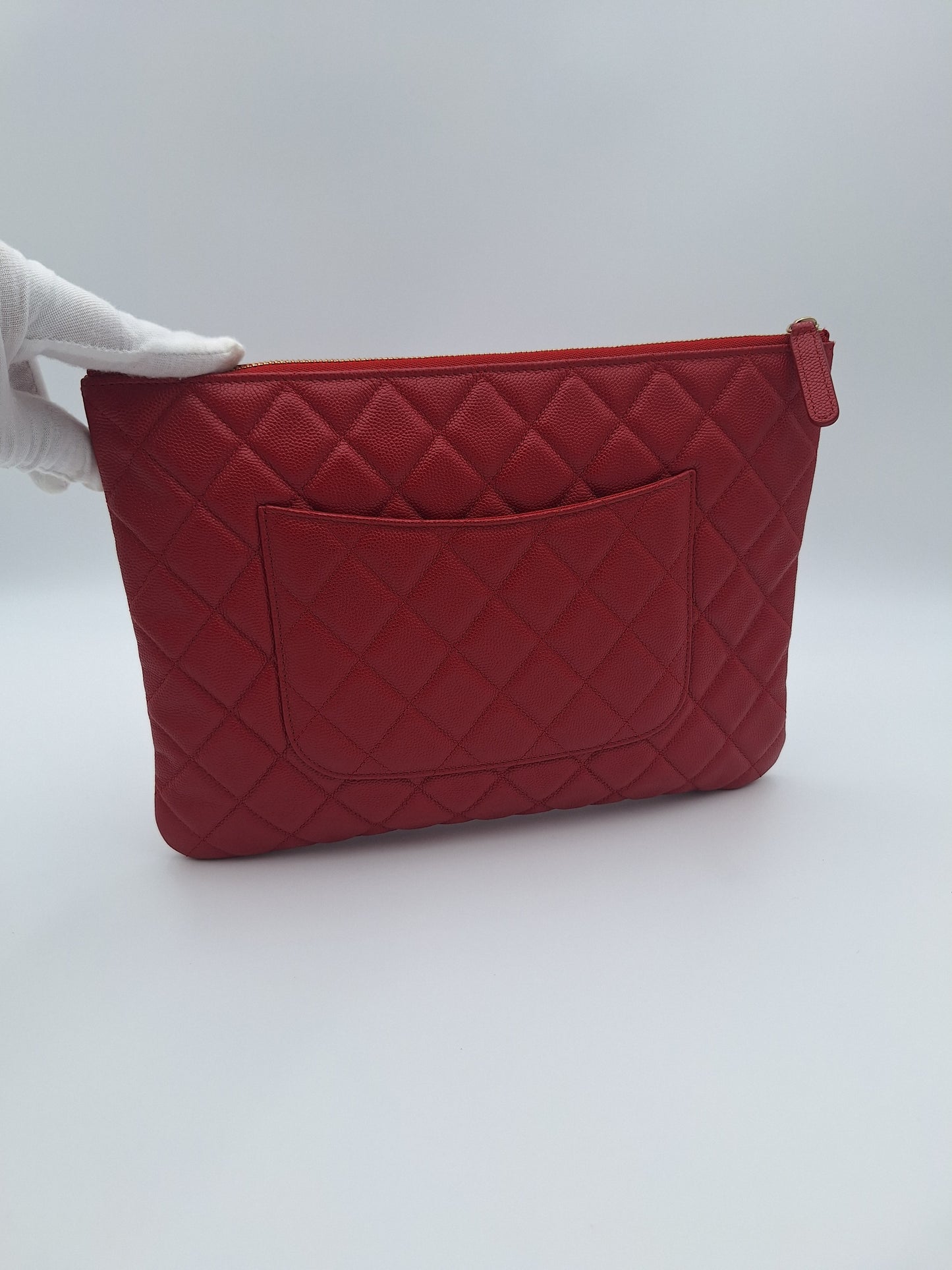 Chanel Clutch New Medium Red Caviar Leather Clutch Bag (US)