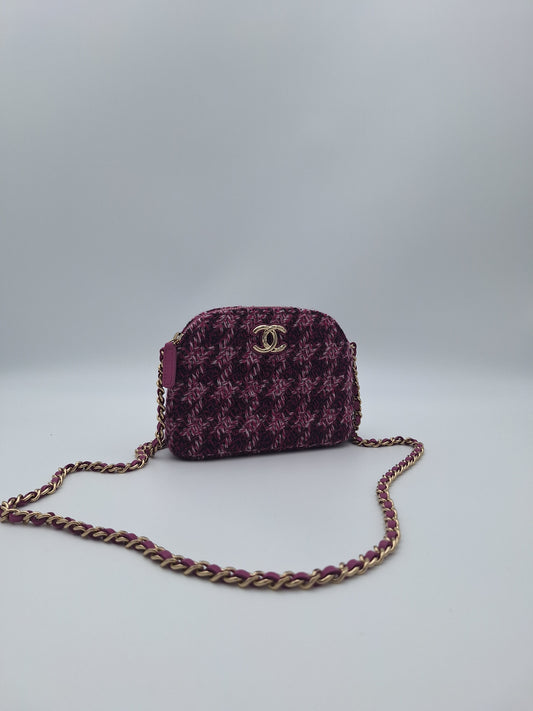 Chanel Purple Tweed Houndstooth Mini Crossbody Bag (US)