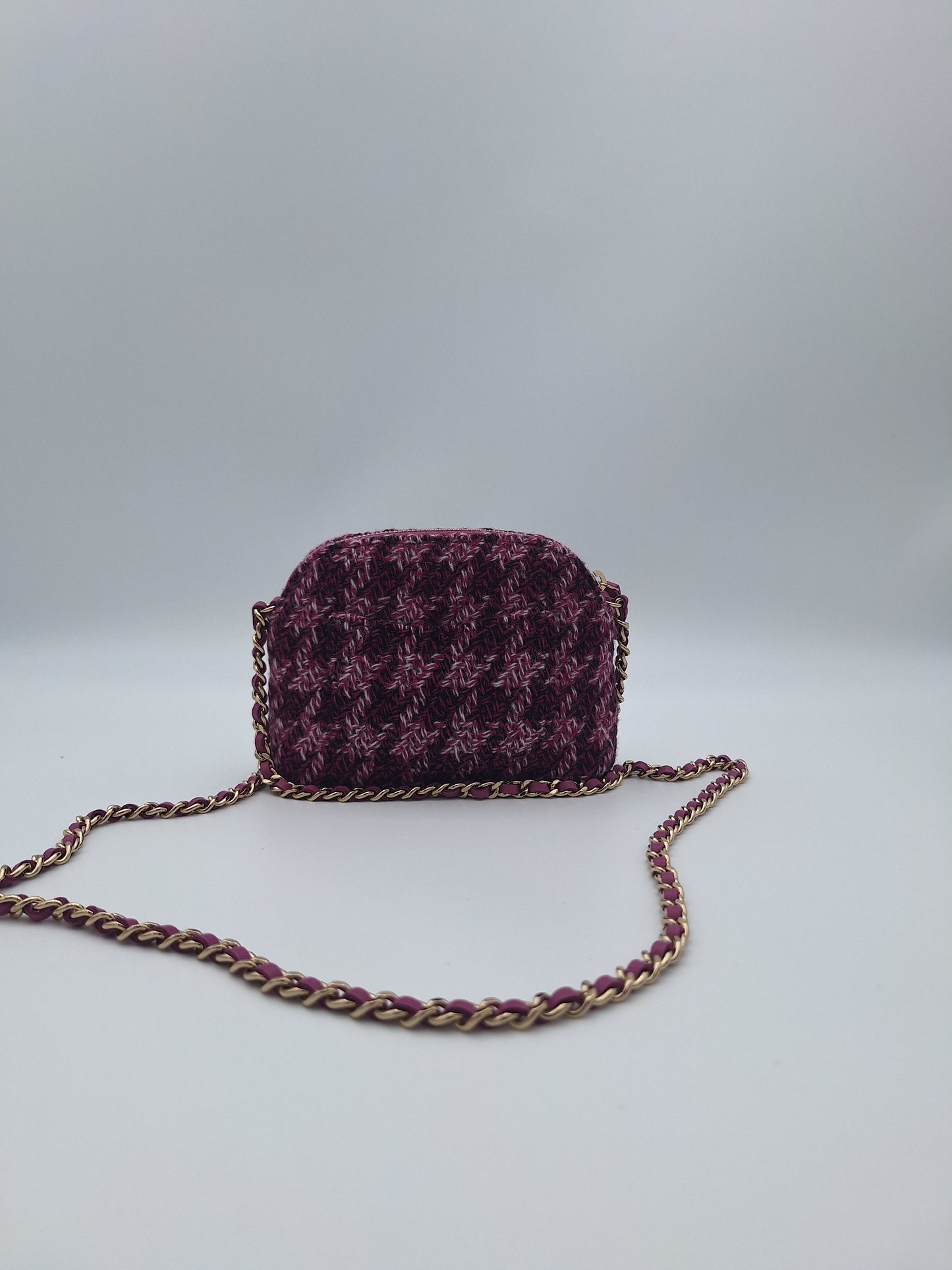 Chanel Purple Tweed Houndstooth Mini Crossbody Bag (US)