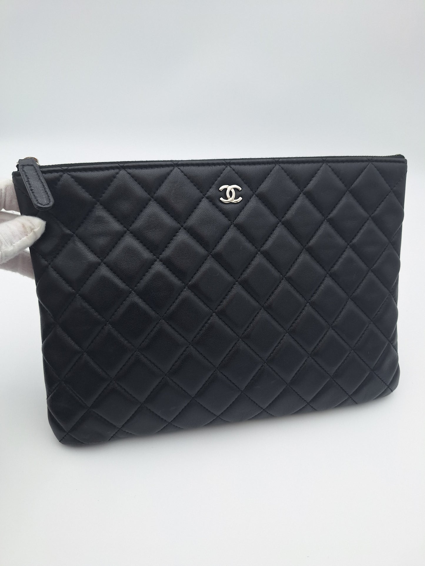 Chanel Quilted Caviar Leather Large O-case Clutch (US)
