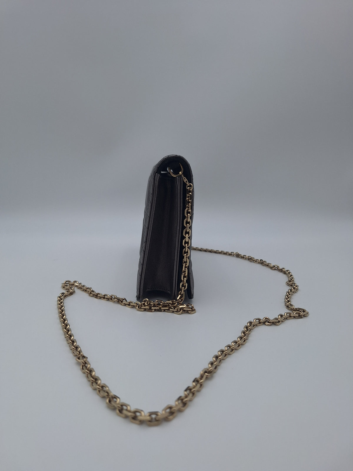 Christian Dior Metallic Grey Leather Cannage Lady Dior Pouch (US)