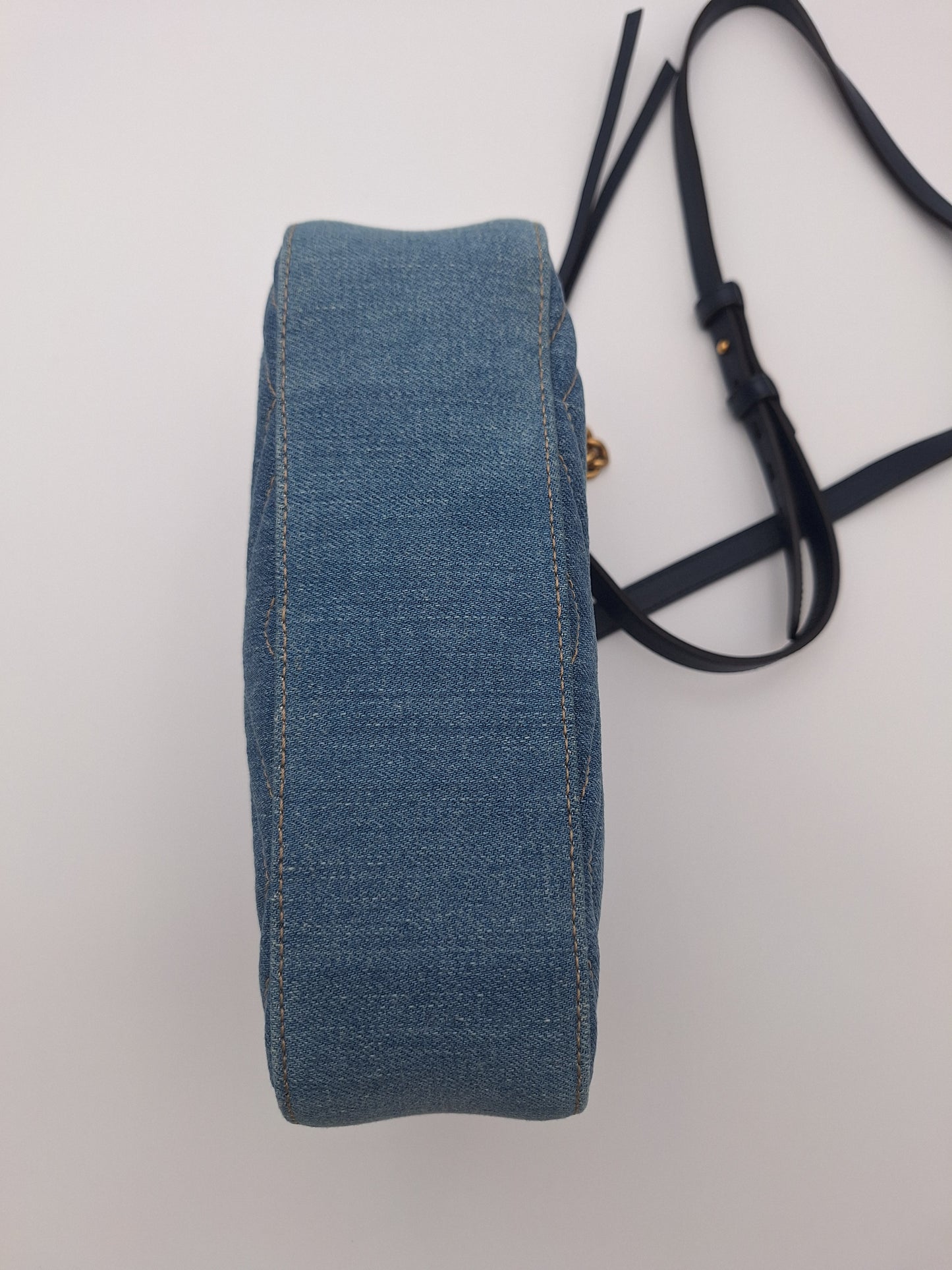 Gucci Small GG Marmont Matelassé Denim Pearly Crossbody Bag (US)