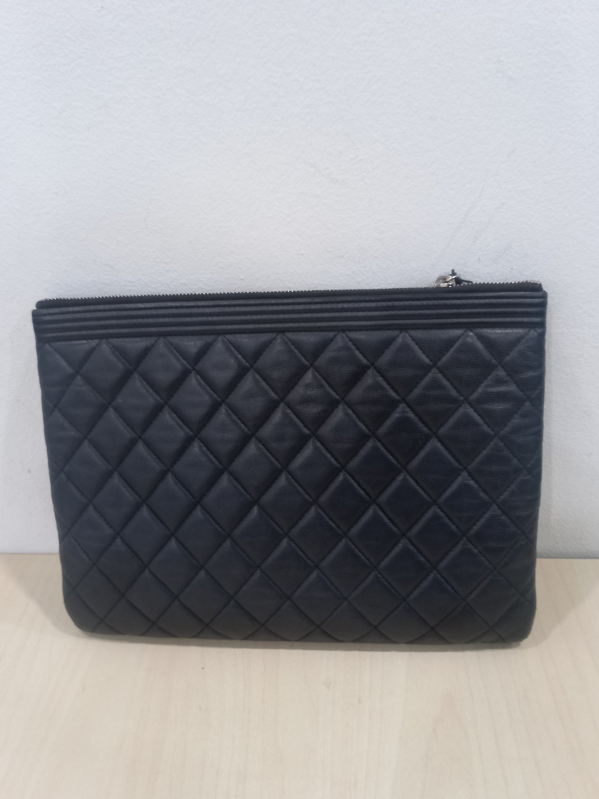 Chanel Boy Caviar Leather New Medium Black Clutch A84406